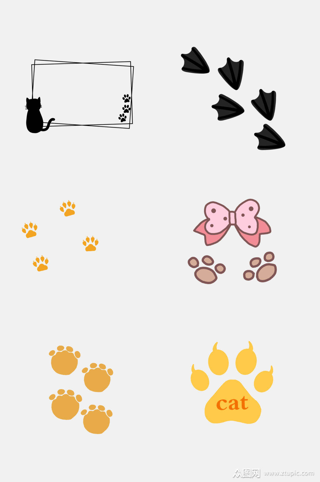 卡通猫爪狗爪元素素材模板下载-编号1622575-众图网