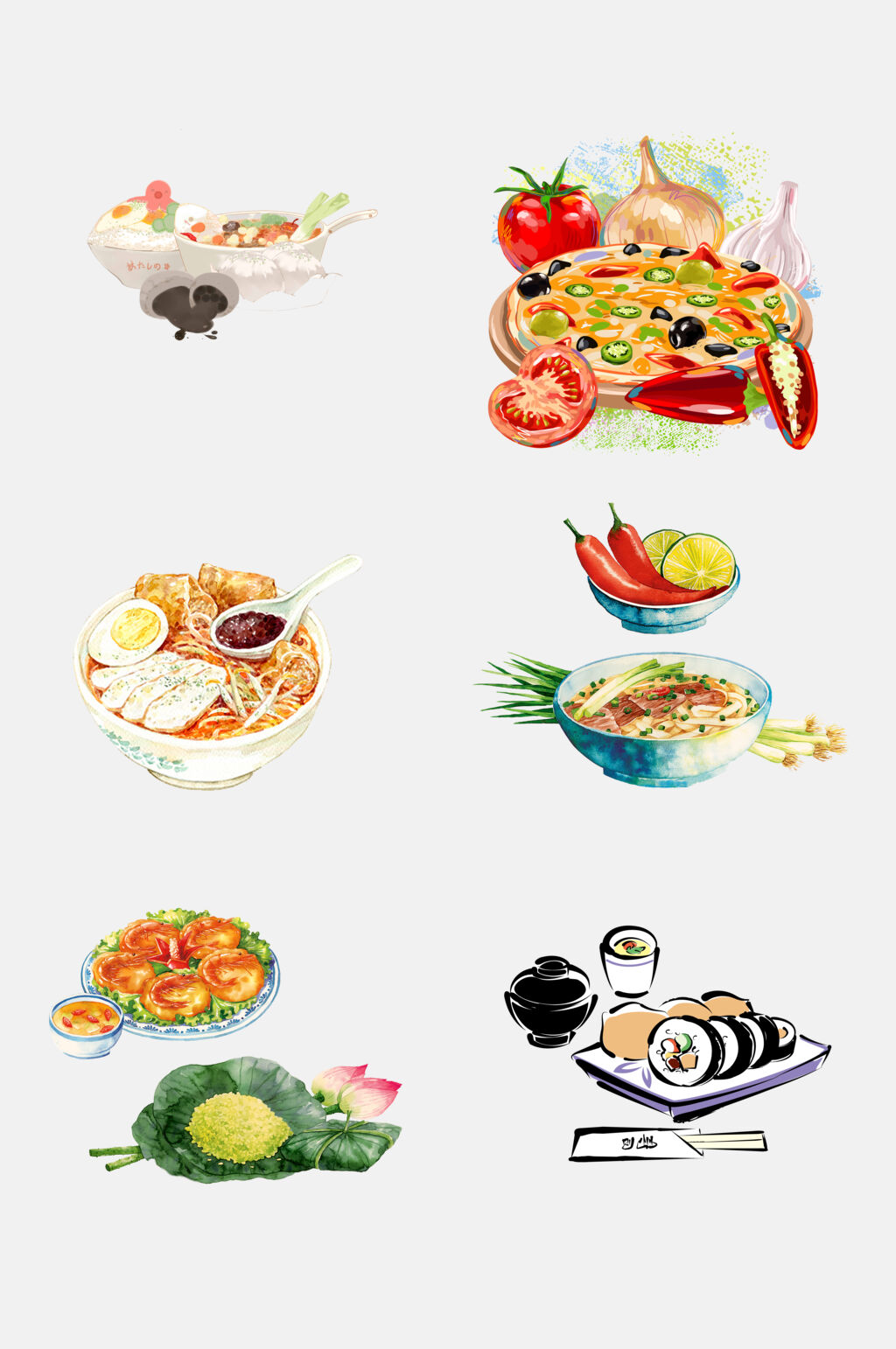 披萨面食寿司美食免抠元素素材