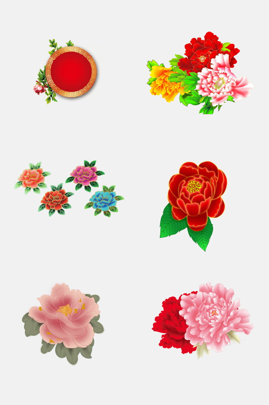 红色富贵牡丹花元素素材素材