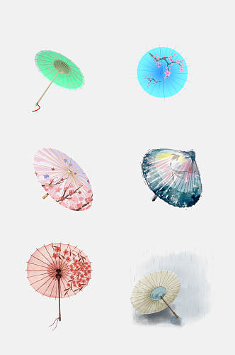 免抠元素彩色中国风油纸伞元素素材