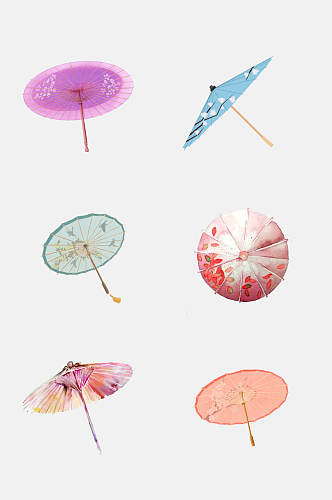 免抠元素彩色中国风油纸伞元素素材