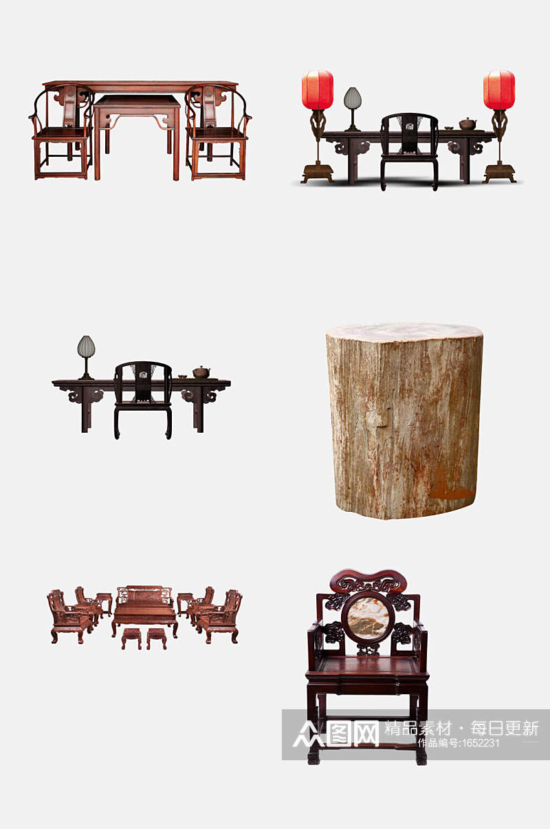 中式红木家具免抠元素素材