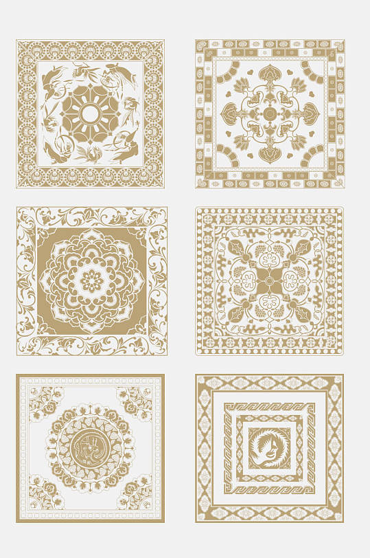 中式古典镂空方巾图案元素