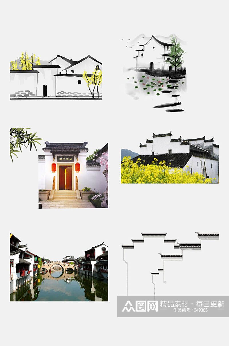 中国风江南徽派建筑元素素材素材