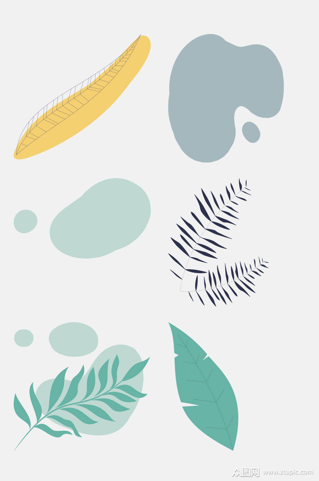 创意植物线条图案元素素材