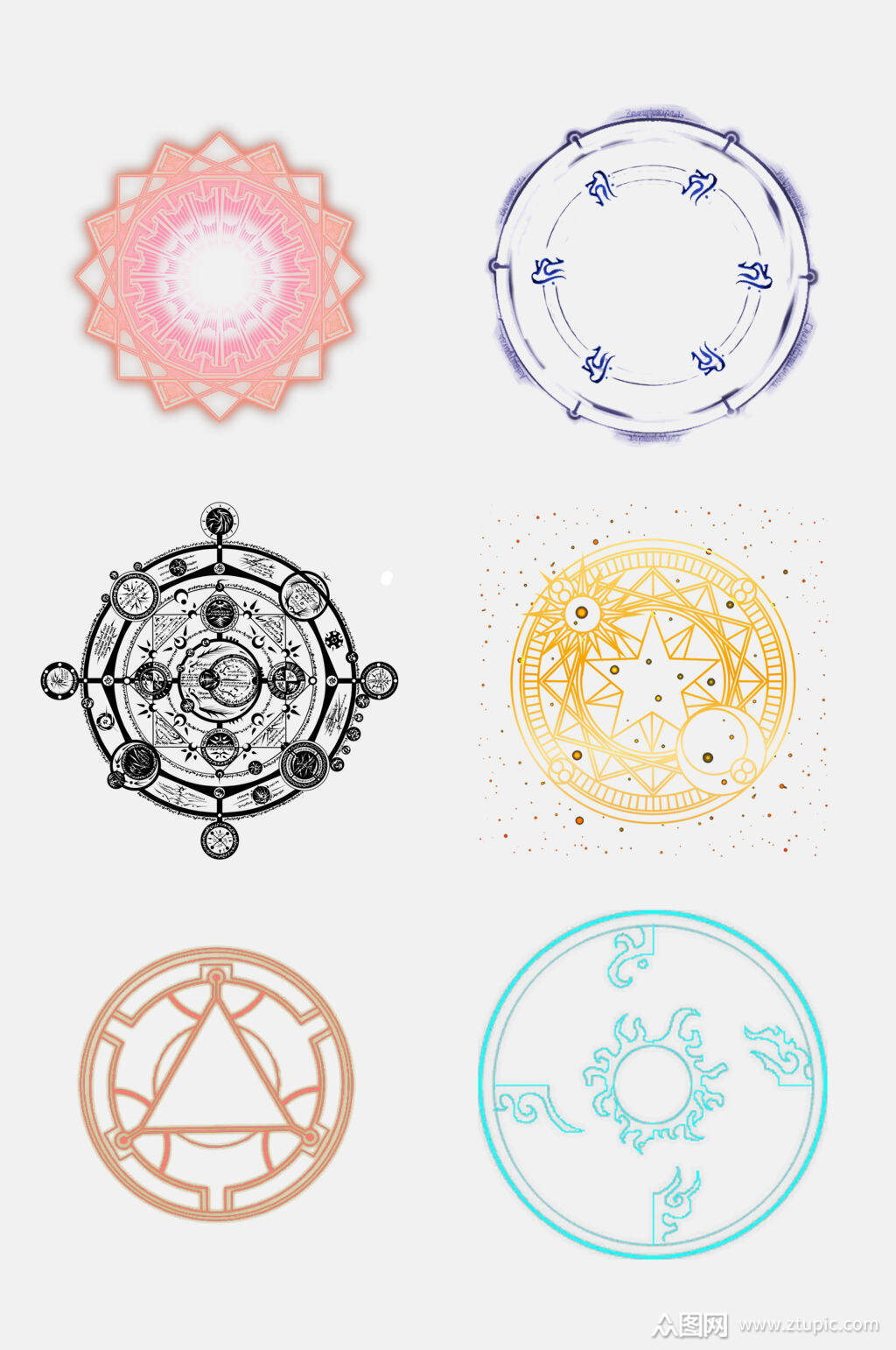 魔法阵塔罗牌变形魔法阵星矢设计元素16素材