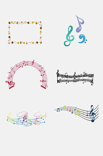 音符组合彩色音符音乐旋律设计元素
