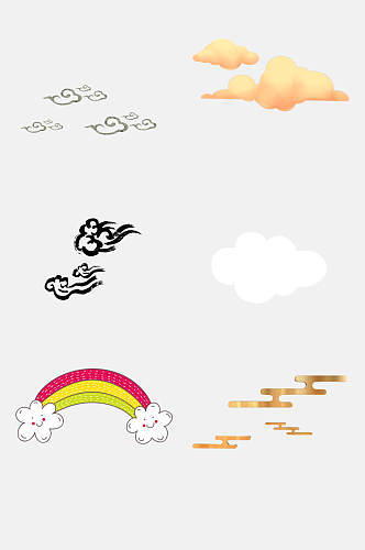 白云云纹云朵变形卡通云彩虹设计元素