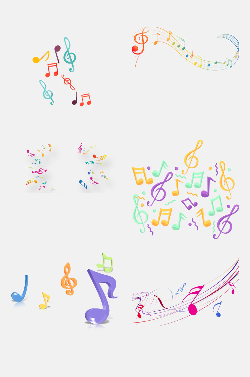 音符组合彩色音符旋律音乐设计元素6素材