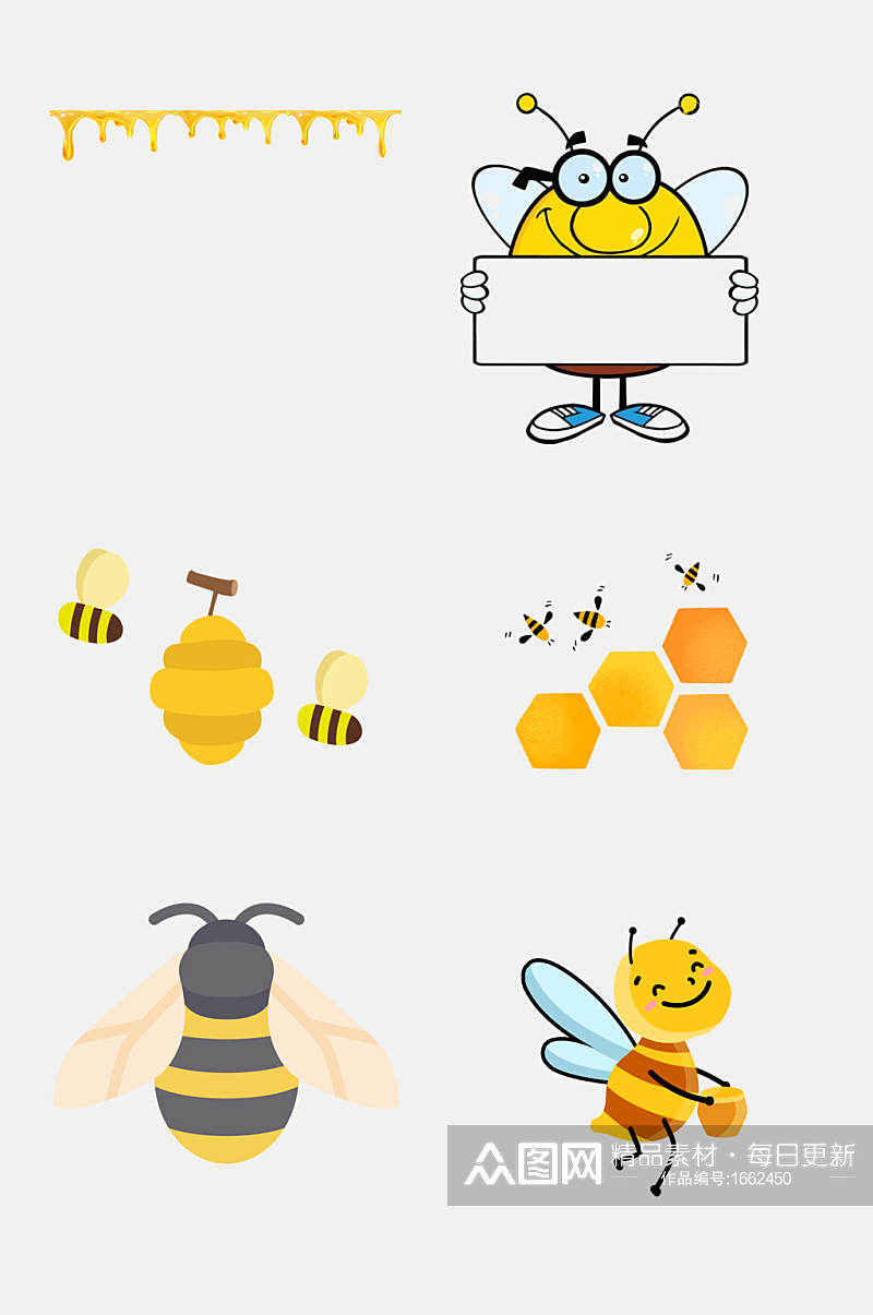 蜜蜂卡通蜜蜂蜜蜂宝宝蜂蜜蜂巢设计元素3素材