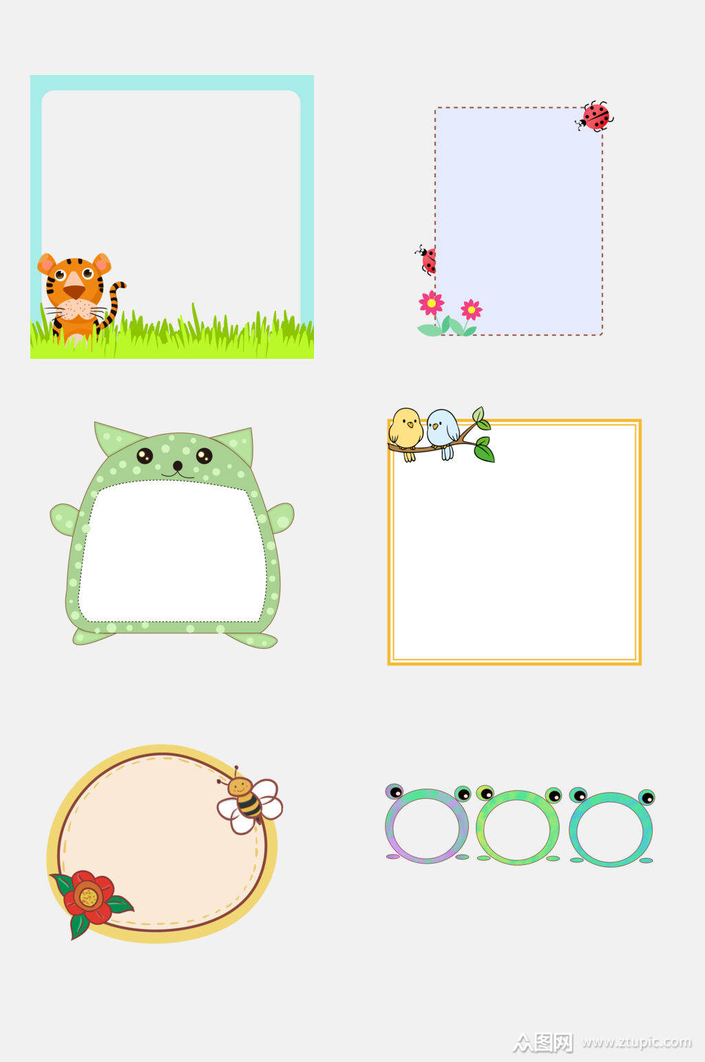 动物边框25png小猫方框矢量图模板下载-编号1660055-众图网
