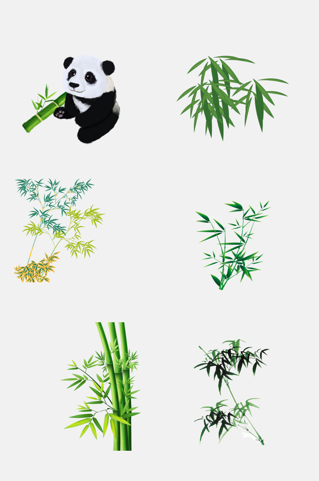 熊猫竹子叶子元素素材素材