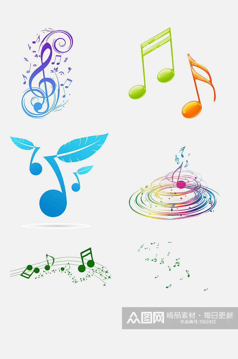 音符组合彩色音符旋律音乐设计元素素材