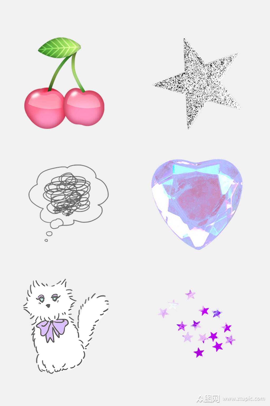 免抠元素简约猫咪卡通贴纸元素素材