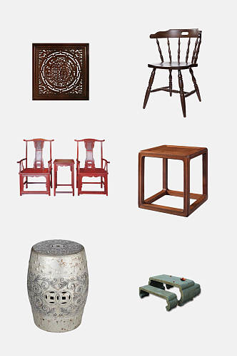 中式家具凳子免抠元素