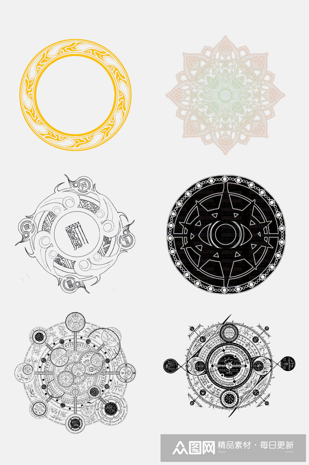 魔法阵莲花咒语封印阵设计元素