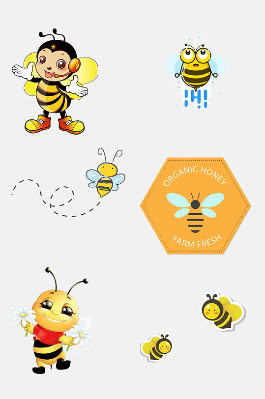 蜜蜂卡通蜜蜂蜂蜜英语变形设计元素2