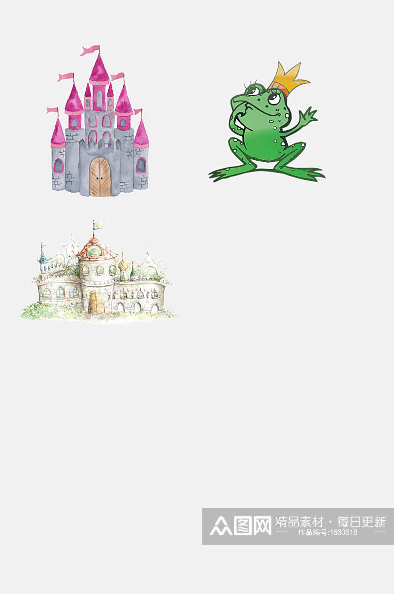 公主城堡童话i城堡青蛙王子设计元素素材