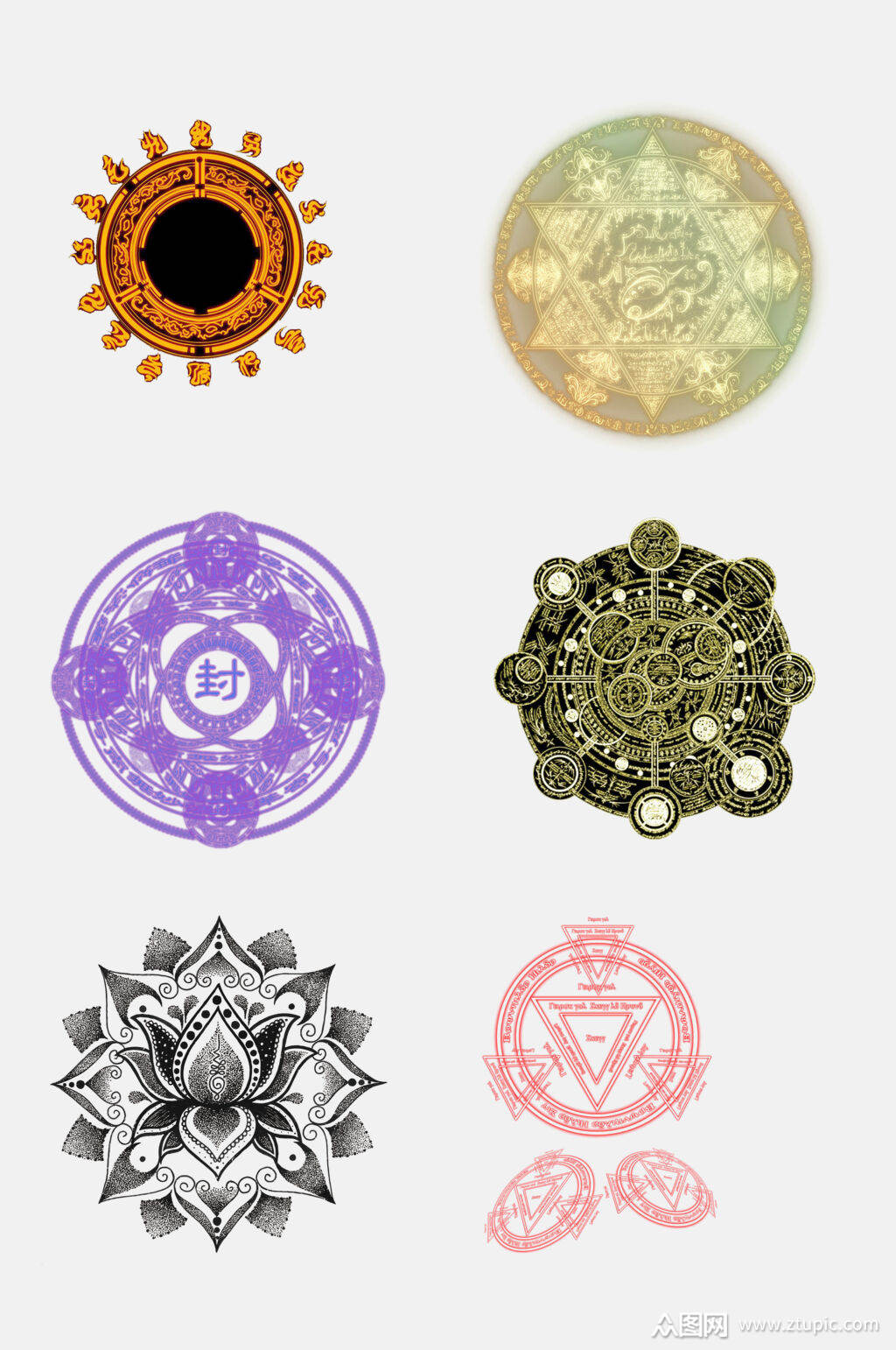 魔法阵塔罗牌变形莲花封印阵星矢设计元素素材