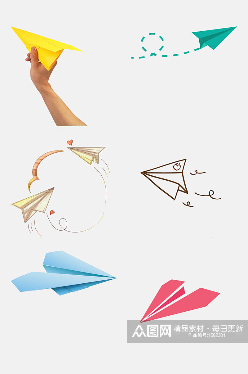 纸飞机卡通纸飞机纸飞机和手设计元素素材