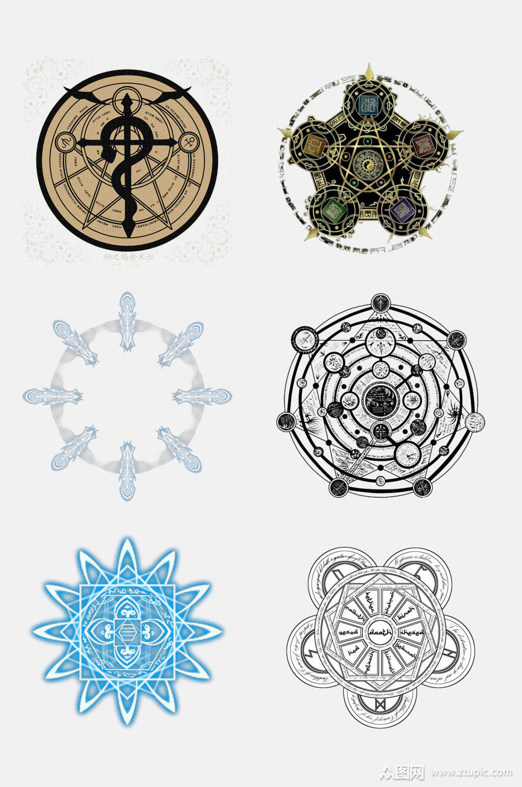 魔法阵塔罗牌变形魔法阵设计元素3素材