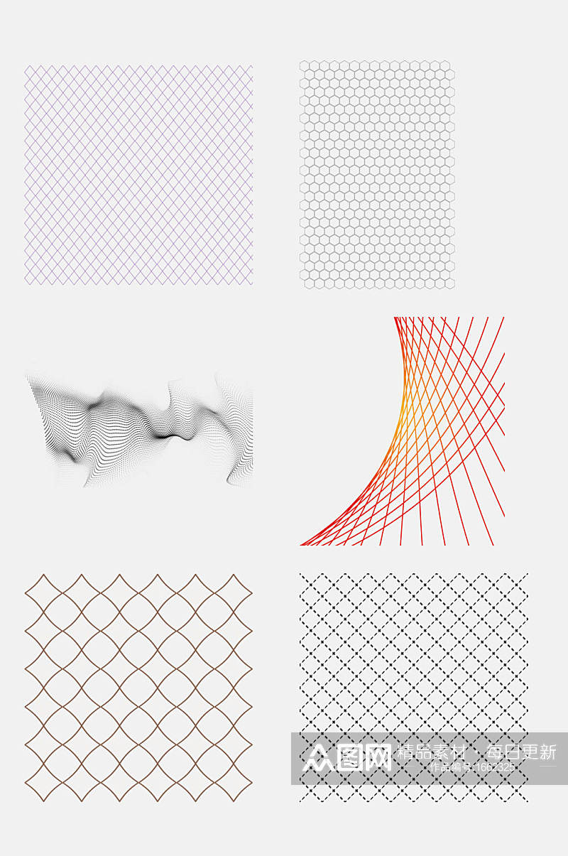 网络网格波纹网格渔网纹设计元素素材