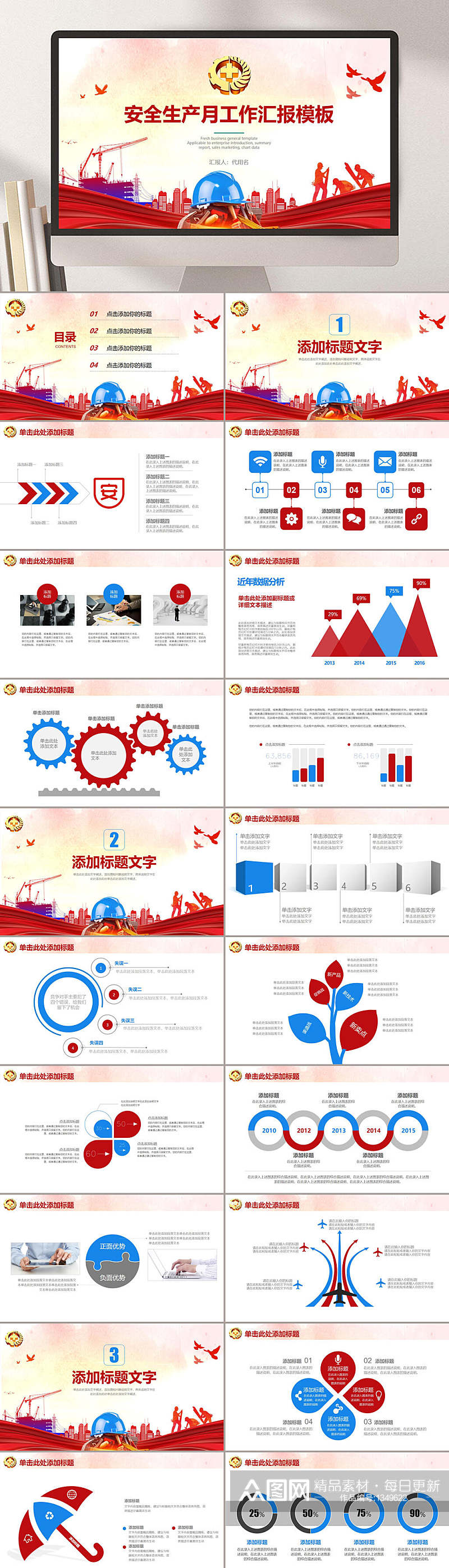工作汇报特选安全生产月模板素材