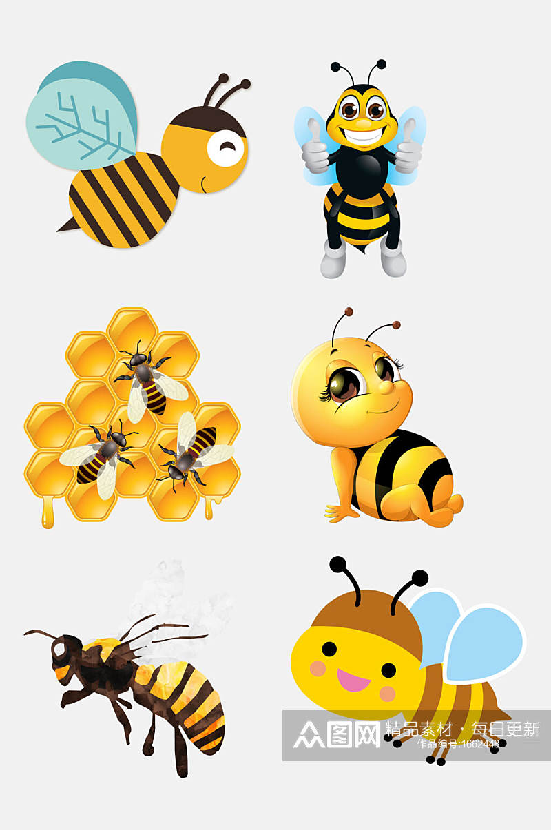 蜜蜂卡通蜜蜂蜜蜂宝宝蜂蜜蜂巢设计元素2素材