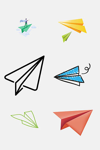 纸飞机简笔画彩色纸飞机设计元素