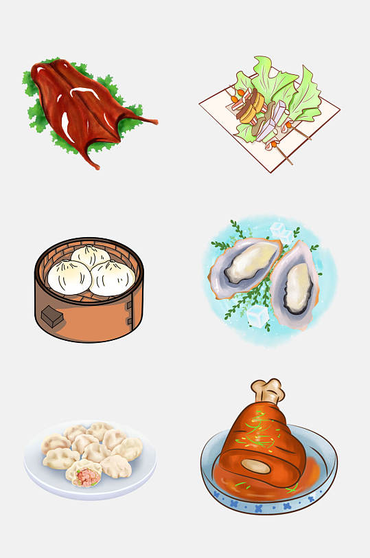 麻辣烫小笼包美食手绘125png