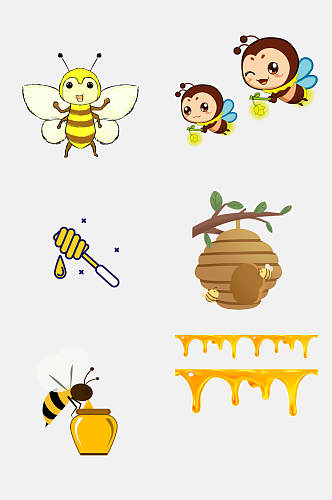 蜜蜂卡通蜜蜂蜜蜂宝宝蜂蜜蜂巢设计元素