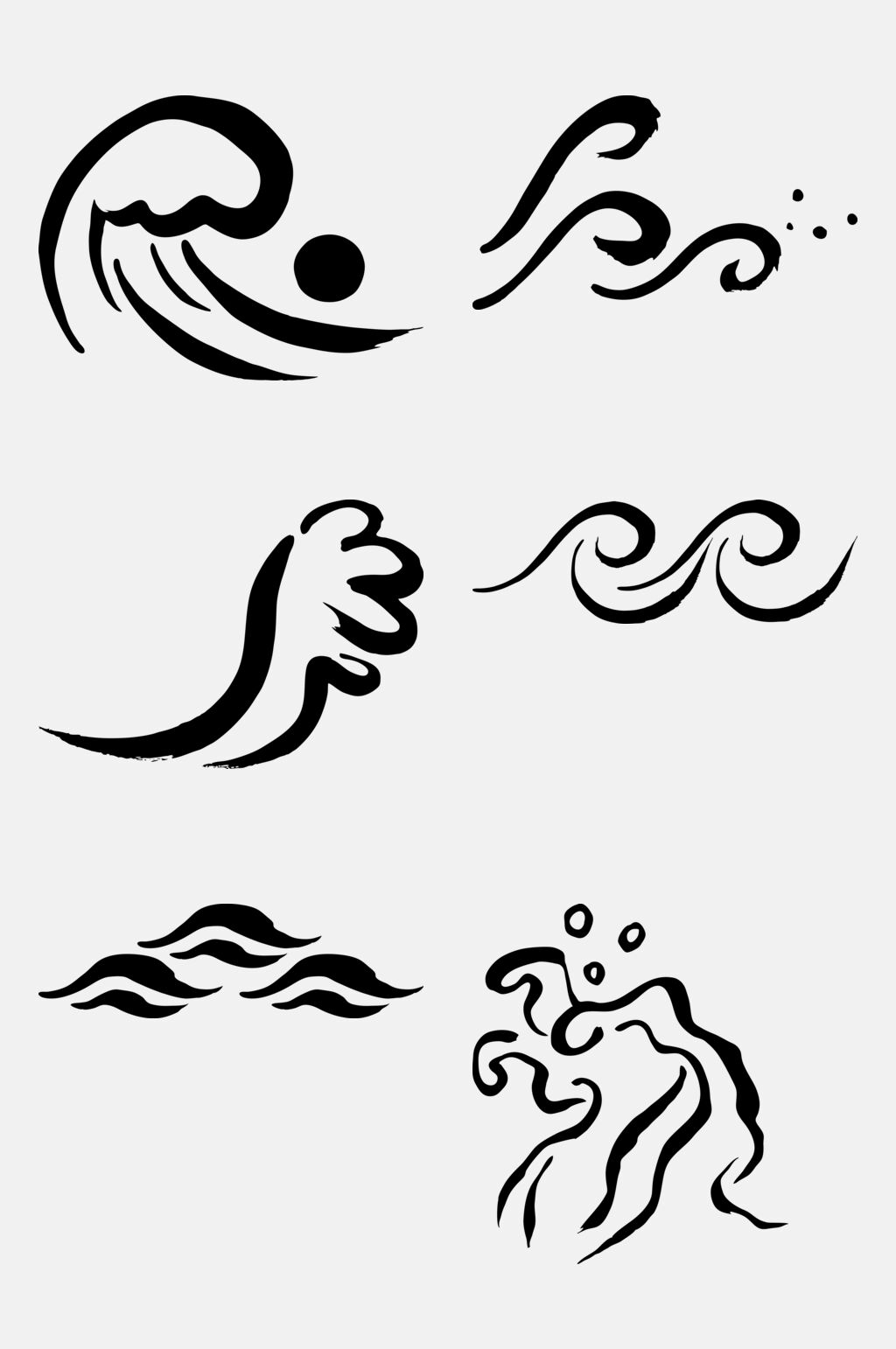 黑白色海浪元素素材素材