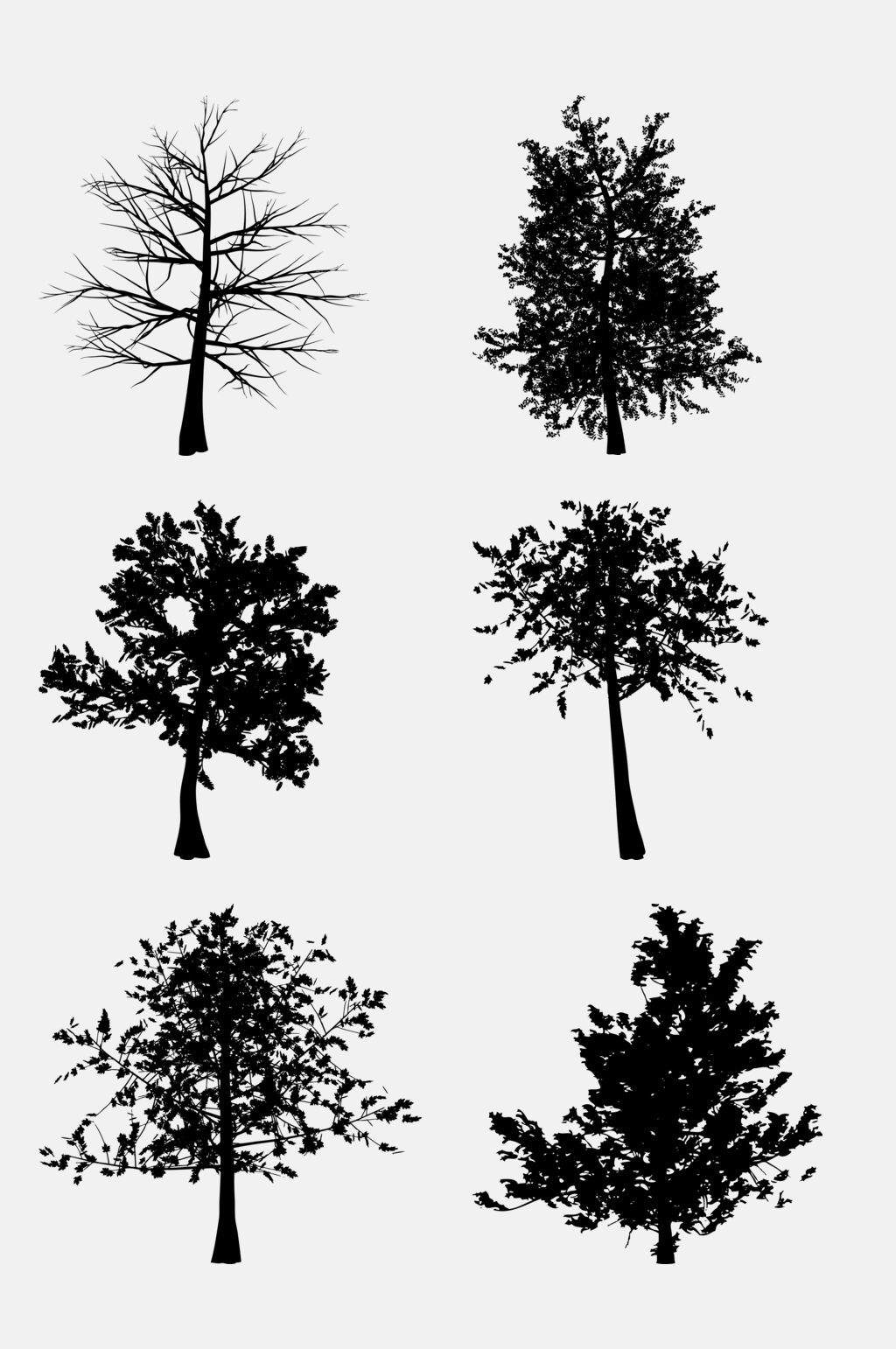 免抠元素黑色树木剪影元素素材