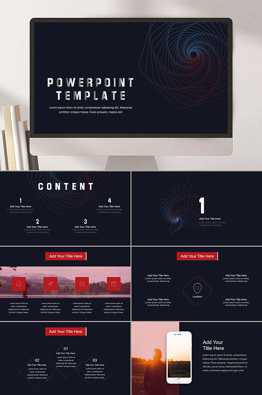 纯色暗黑系精品通用商务模板ppt