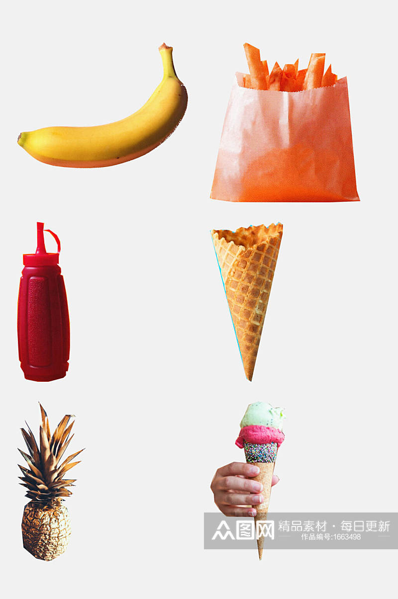 冰淇淋水果食物元素素材