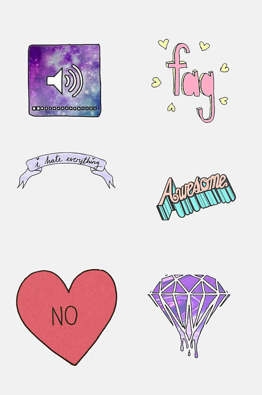 简约创意手绘卡通图标贴纸