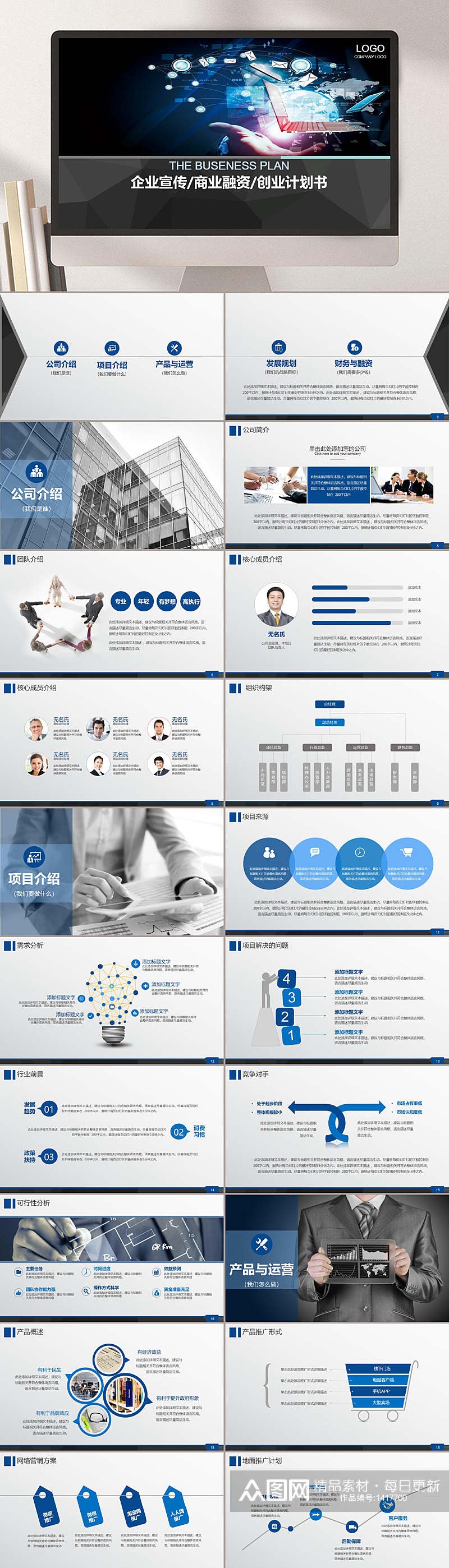 大气高端商务商业计划书模板PPT素材