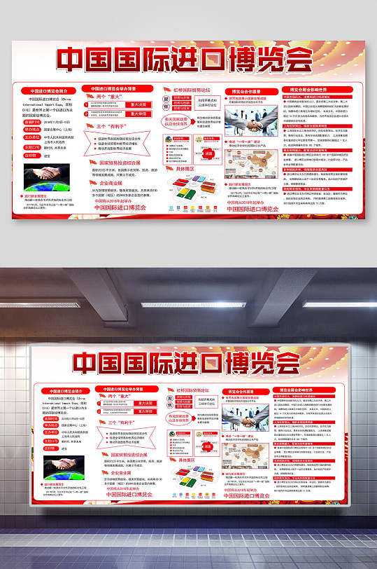 上海进口博览会内容宣传展板海报