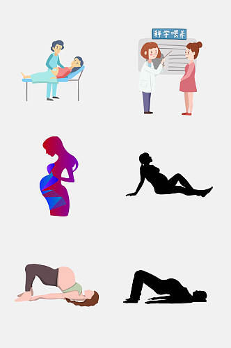 卡通孕妇瑜伽免扣元素