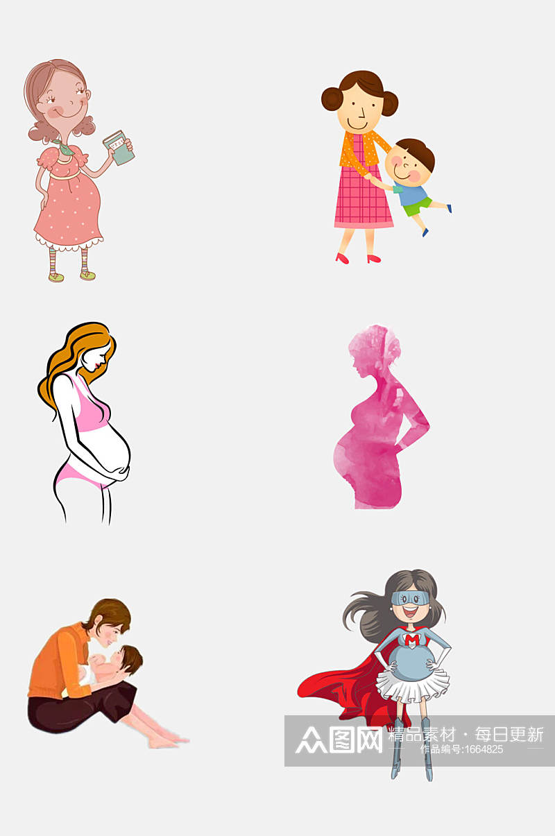 幸福卡通孕妇设计元素素材