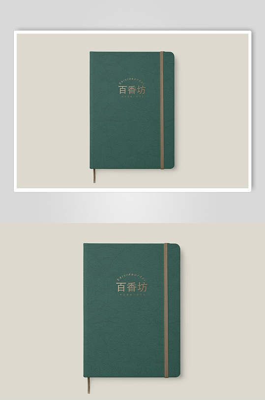 绿色笔记本文具样机贴图效果图-众图网