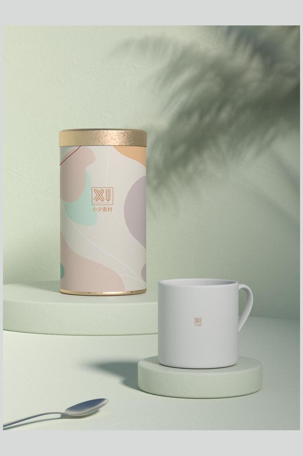 清新文艺茶叶包装样机效果图素材