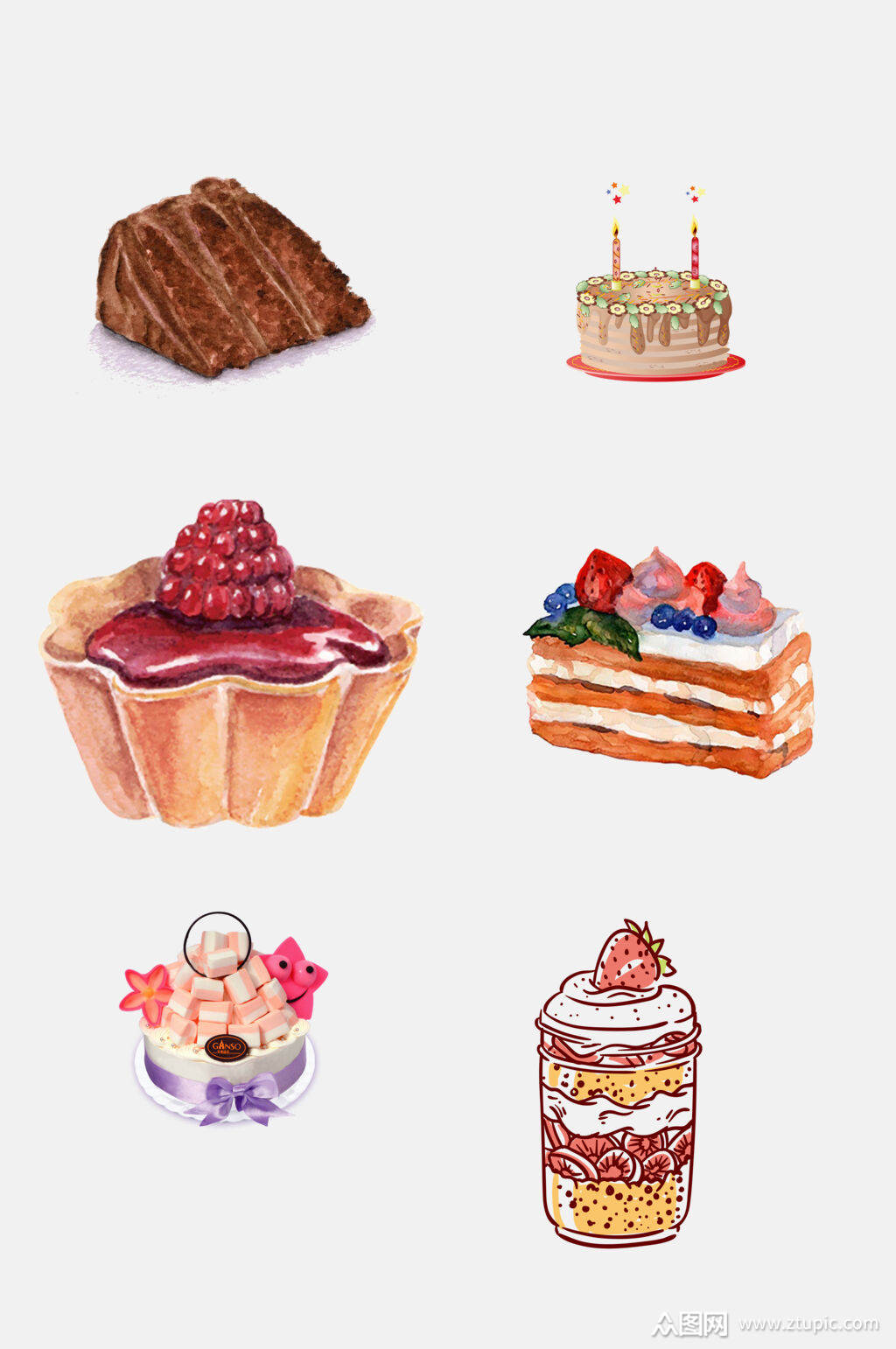 蛋糕甜品插画元素素材