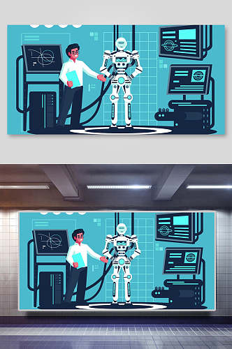 人工智能插画设计机器人科学家