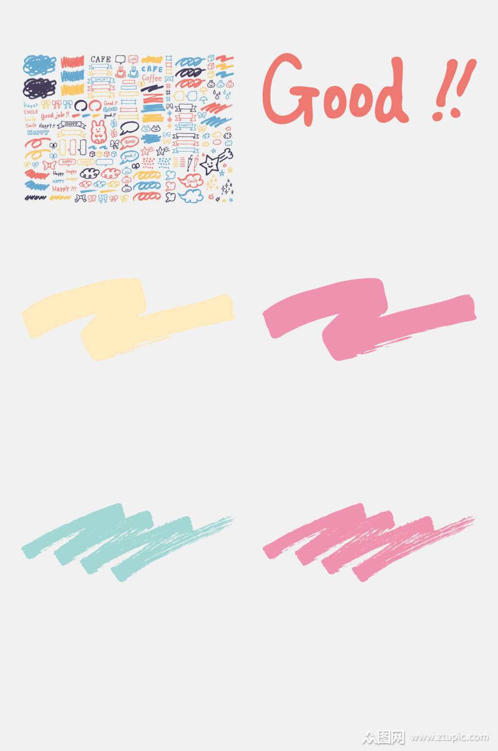 简约蜡笔涂鸦元素素材模板下载-编号1665619-众图网