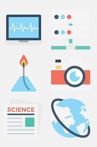 卡通科学研究图标元素