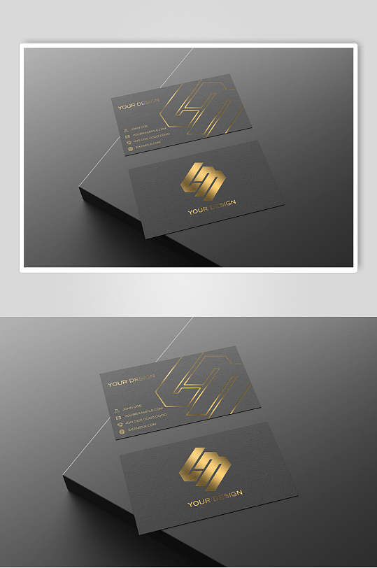 高端黑金名片正反面样机-众图网