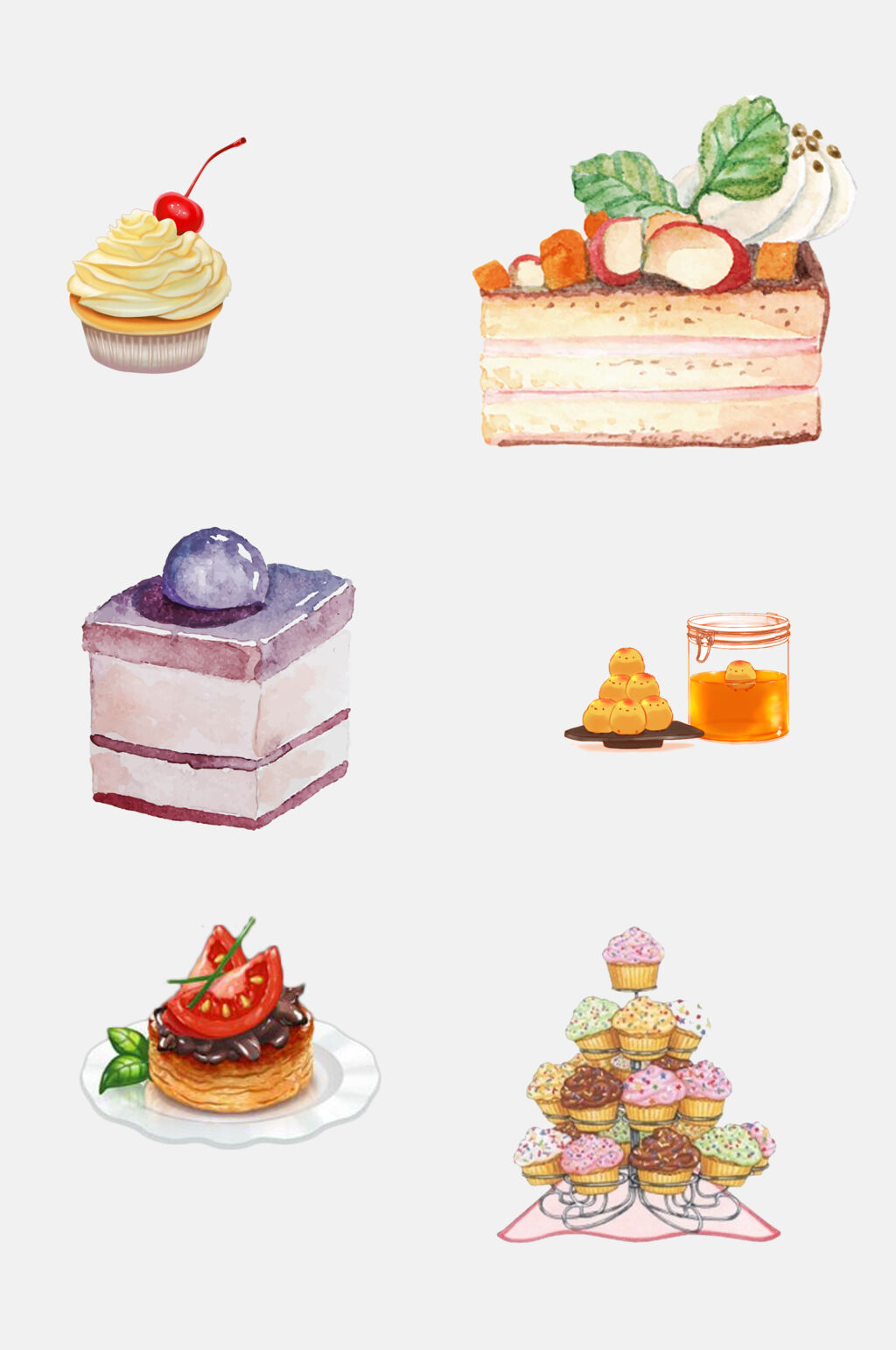 美味西式甜点食物插画免扣元素素材