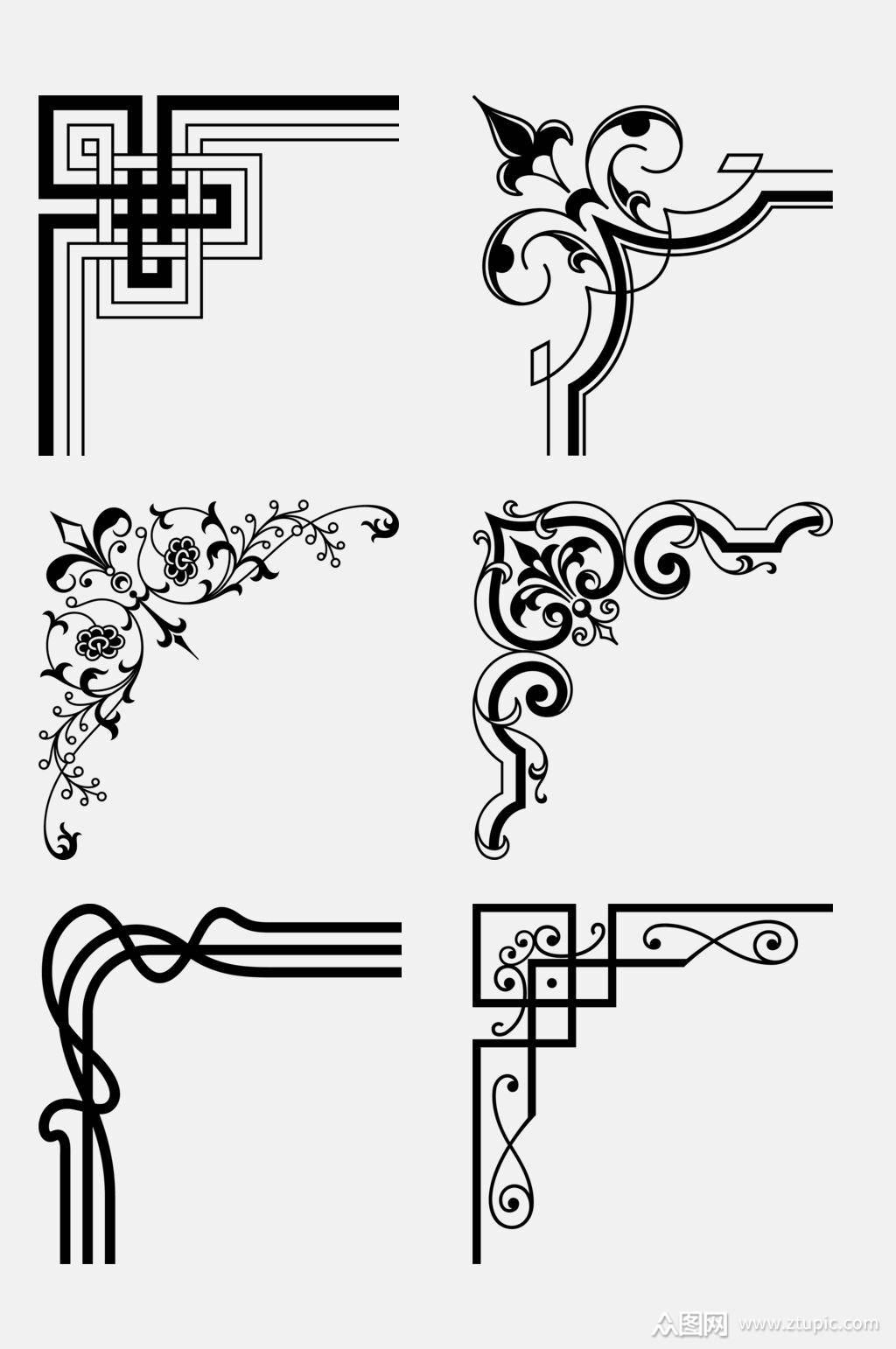 黑白色欧式边框元素素材素材