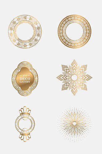金色装饰圆形元素素材